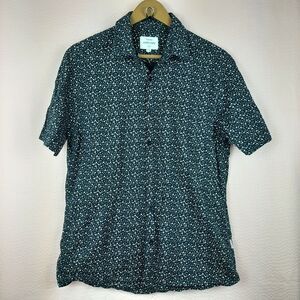 Peter Werth London Men Button Up Shirt Micro Flower Print Pattern Size M